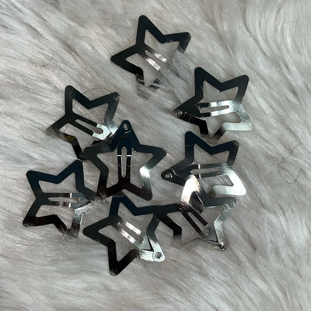 Chic 6 Silver Star Hair Clips